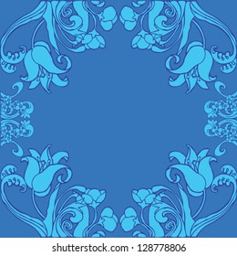 blue background with spring flowers
