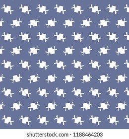 Blue background sprinkled with shapes or abstract geometric signs. Textile print. Vector illustration.