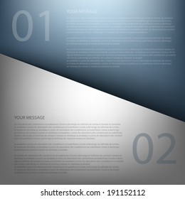 blue background square angle abstract infographic for work plan on silver background for text and message design , vector