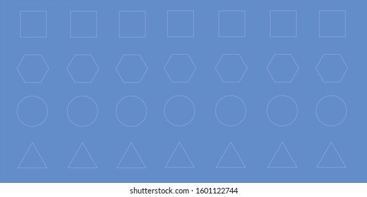 blue background with square, triangle, hexagon and circle material