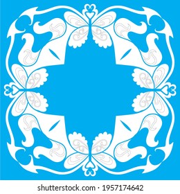 blue background with square white abstract pattern