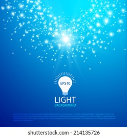 Blue background with stars and lights. Vector illustration 