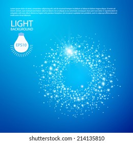 Blue background with stars and lights. Vector illustration 