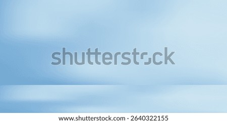 Blue Background Studio with Gradient White Light on Podium stage for Product Display Present,Empty Backdrop wall texture with abstract sun light on floor concrete and wall room interior 
