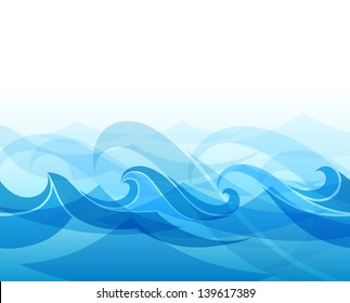 Blue background with stylized waves