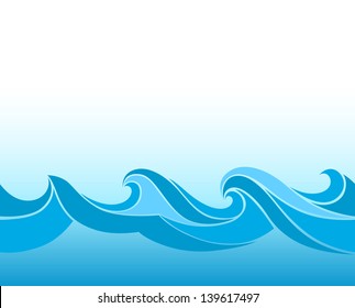 Blue background with stylized waves