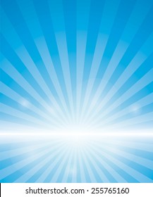 Blue Background With Sunburst. Vector Illustration