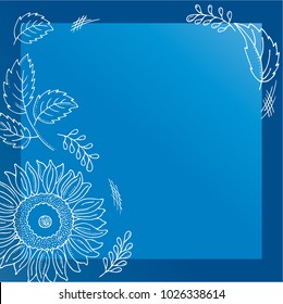 ?ard with a blue background with sunflowers and grass