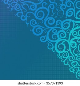 blue  background with swirls and patterns, corner, vector