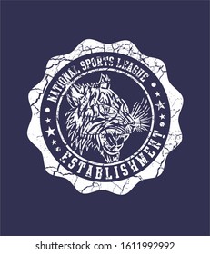 Blue background tattoo tribal tiger college badge vector art