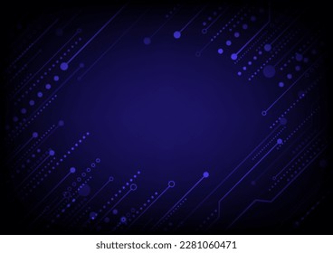 tecnología de fondo azul con líneas de circuito. Acelerar el movimiento de datos. Vector de diseño moderno. AI. Hitech