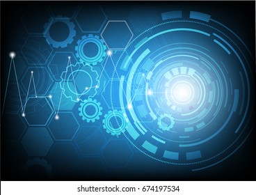 Blue Background, Technology Concept, Illustration Vector.