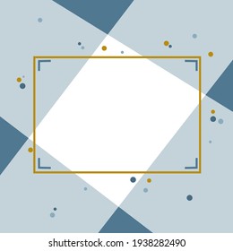 Blue background template with gold rectangle frame in side and small dots