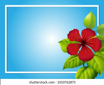 Blue Background Template Hibiscus Flower Illustration Stock Vector ...