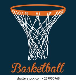 Blue Background With Text And A Basketball Net. Vector Illustration