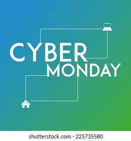 a blue background with text for cyber monday