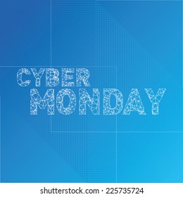 a blue background with text for cyber monday