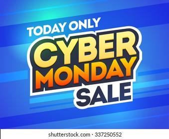 Blue background with text for cyber monday. Vector illustrations. Cyber Monday banner design