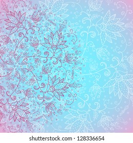 blue background for text with floral ornament