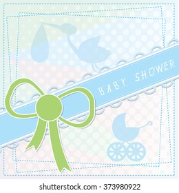 Blue background with text and some elements for baby showers