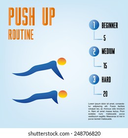 a blue background with text and some fitness icons