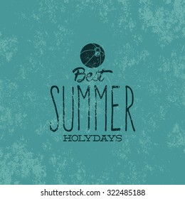Blue background with text and a summer icon