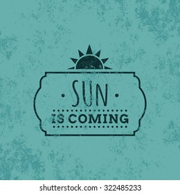 Blue background with text and a summer icon