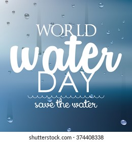 Blue background with text for water day