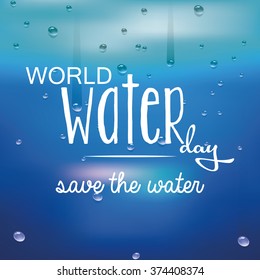 Blue background with text for water day