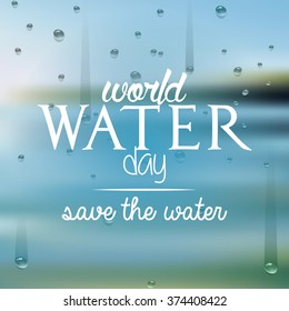 Blue background with text for water day