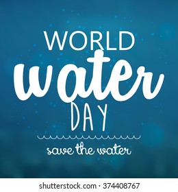 Blue background with text for water day