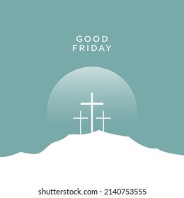 Blue Background With Three Cross For Good Friday.