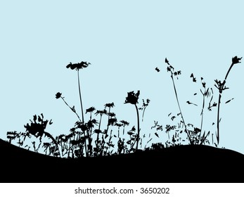 blue background trace flowers