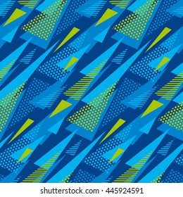 Triángulo de fondo azul Muestra de tela transparente de color brillante. Ilustración vectorial de muestra de patrón geométrico
