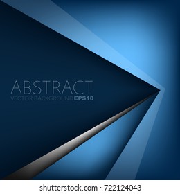 Blue background , triangle corner element with silver line overlap layer on blue dark space for presentation background design , vector