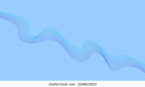 Líneas de onda turquesa de fondo azul. Olas Vivid Blue.  Resumen del flujo de ondas digitales. Ilustración de vectores de línea para el concepto de innovación tecnológica futurista diseño gráfico de fondo moderno EPS 10 Sea. Limpiar