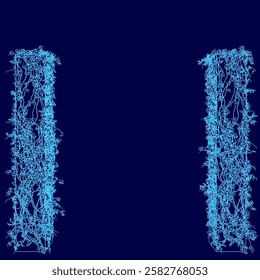 A blue background with two vines growing out of it. The vines are blue and appear to be reaching out from the background, creating a sense of depth and movement. Scene is serene and calming