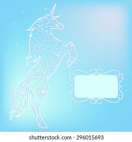 Blue background with unicorn