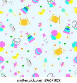 blue Background - various Baby Stuff with polka dot
