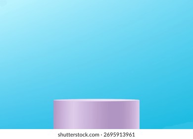 Blue background vector 3d with purple podium. Empty room with light effect. Space for selling products on the website. Vector illustration.