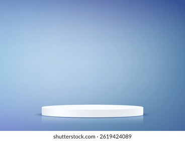Blue background vector 3d with white podium. 3D abstract studio room with pedestal podium. Space for selling products on the website. Vector illustration.