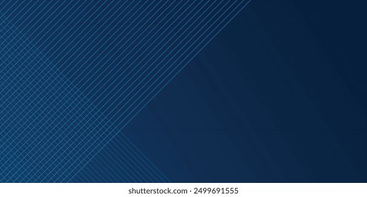 Blue background. Vector abstract, science, futuristic, energy technology concept. Digital image of light rays, stripes lines with blue light over dark blue background