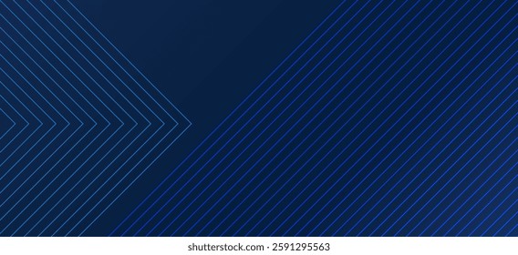 Blue background. Vector abstract, science, futuristic, energy technology concept. Digital image of light rays, stripes lines with blue light over dark blue background