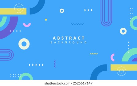 Blue background vector with colorful shapes vector background