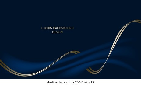 Blue background vector design. Blue luxury background with gold line. Blue gradation background. Suit for invitation, banner, card, exhibition backdrop, award, wedding, and others.