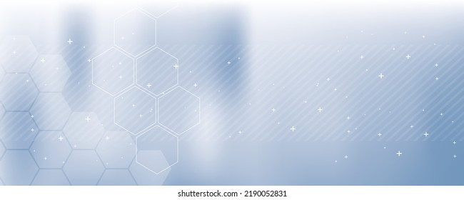Fondo azul en ilustración vectorial con brillo y movimiento, forma geométrica brillante, hexágonos y líneas paralelas.