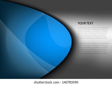 blue background vector illustration and grey metal line curve graphic for text and message board for website design