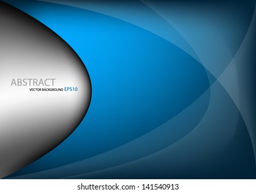 blue background vector illustration and grey metal line curve graphic for text and message board for website design