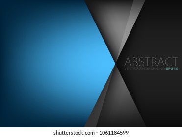Blue background vector overlap layer on black space for design , geometric and triangle element