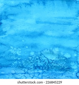 Blue background.  Vector watercolor card.